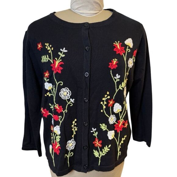 Bechamel Vintage Floral Embroidered Cardigan Sz. L - Picture 1 of 7